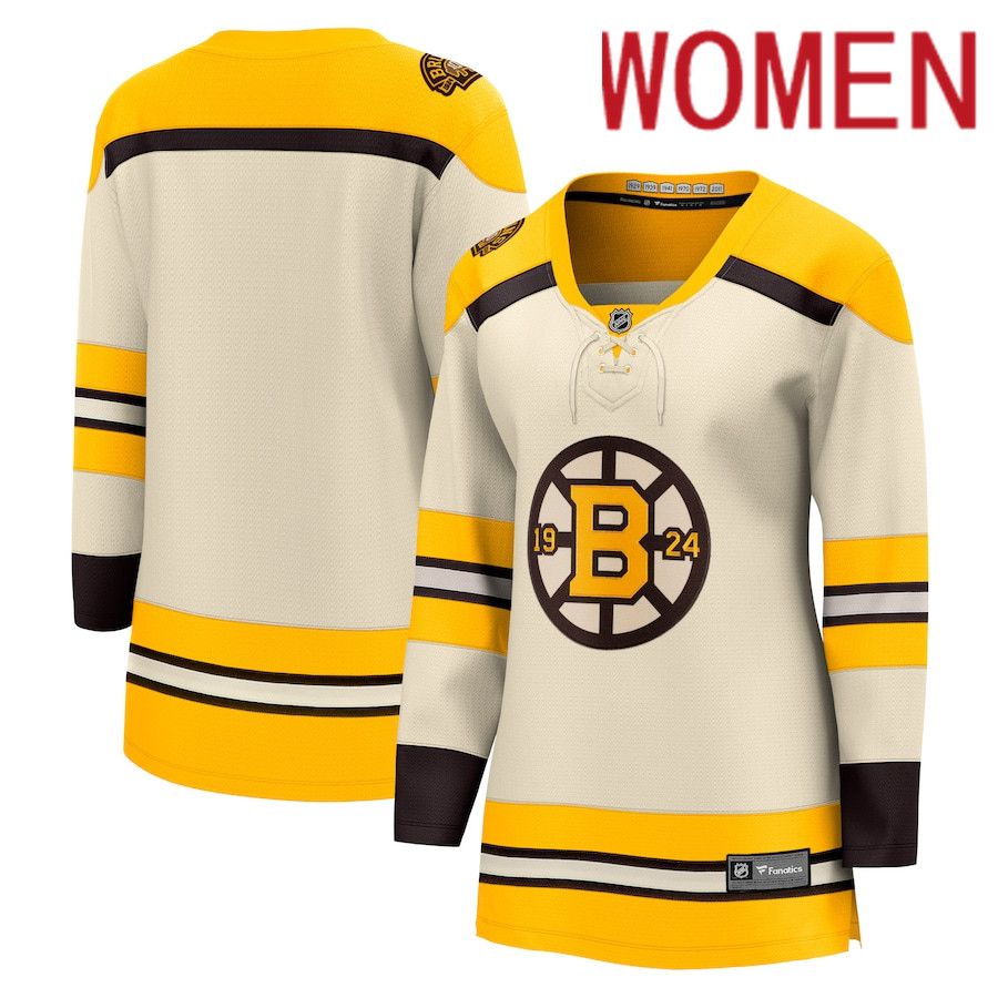 Women Boston Bruins Fanatics Branded Cream 100th Anniversary Premier Breakaway NHL Jersey